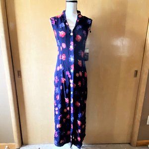 NWT Sz 10 D.G.I. Blue Floral Sleeveless Long Dress